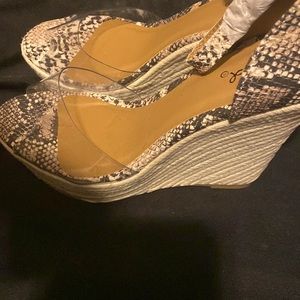 Snake print wedges